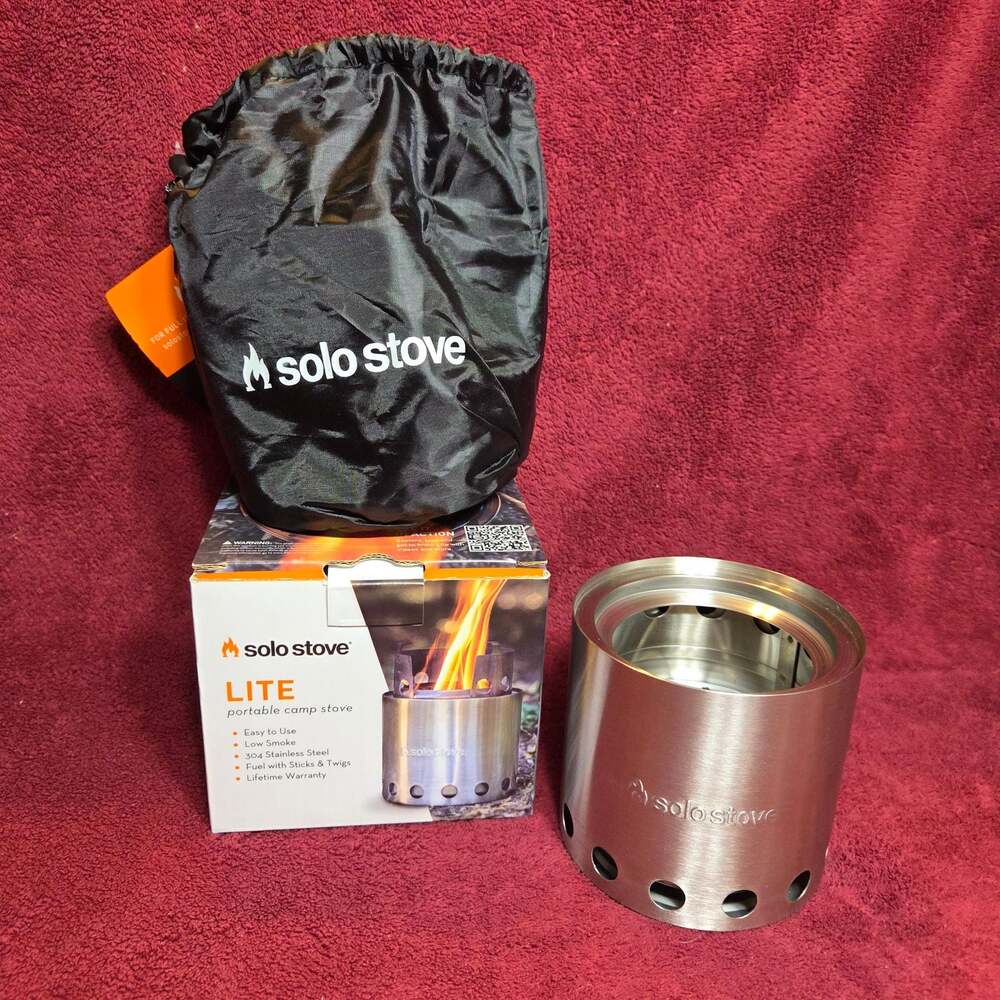 Solo Stove Lite Portable Camp Stove Stainless Steel with Storage Bag and Box